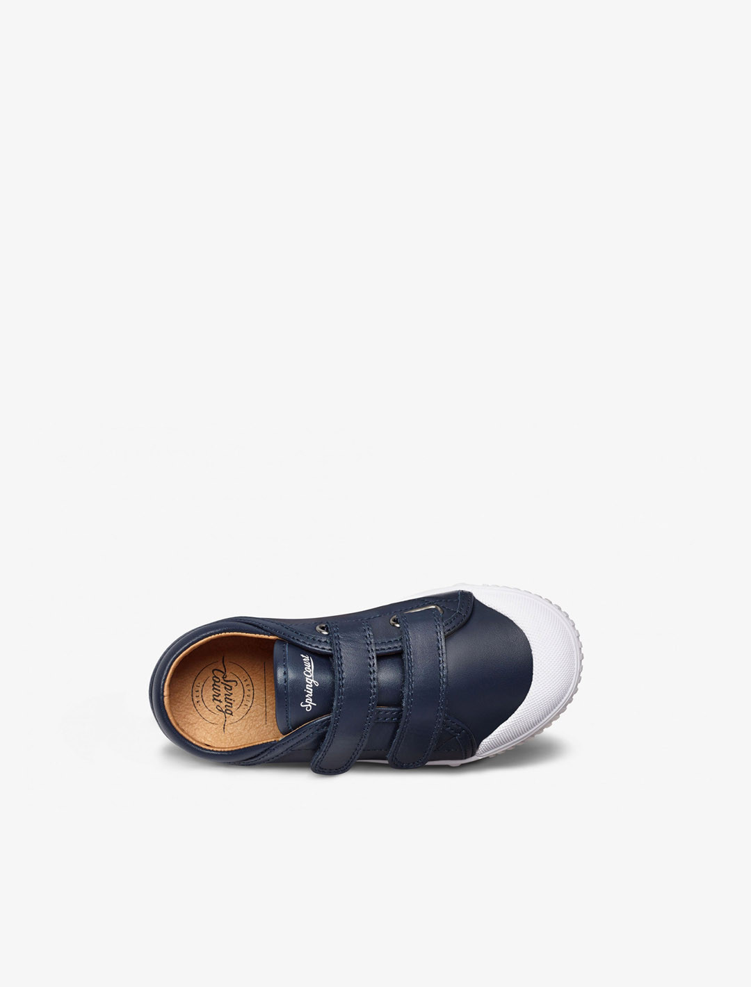 Spring Court G2 children’s shoes in navy leather with Velcro – top view