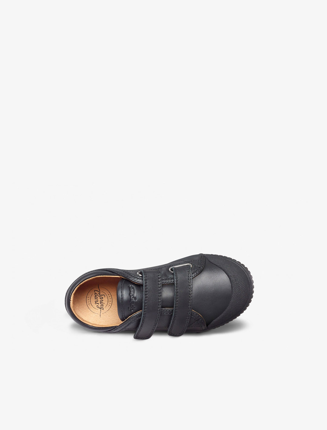 Spring Court G2 children’s shoes in black leather with Velcro – top view