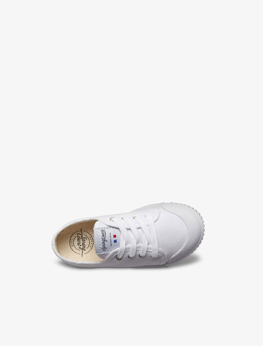 Spring Court G2 children’s shoes in white cotton – top view