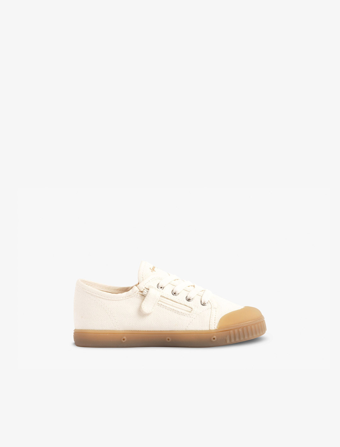 Children’s Spring Court G2 shoes in ecru cotton with gum sole – inner side view
