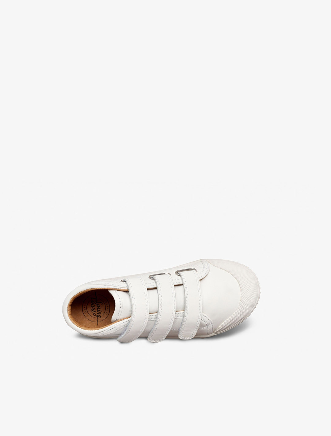 Chaussures enfant Spring Court B2 en cuir blanc – vue du dessus