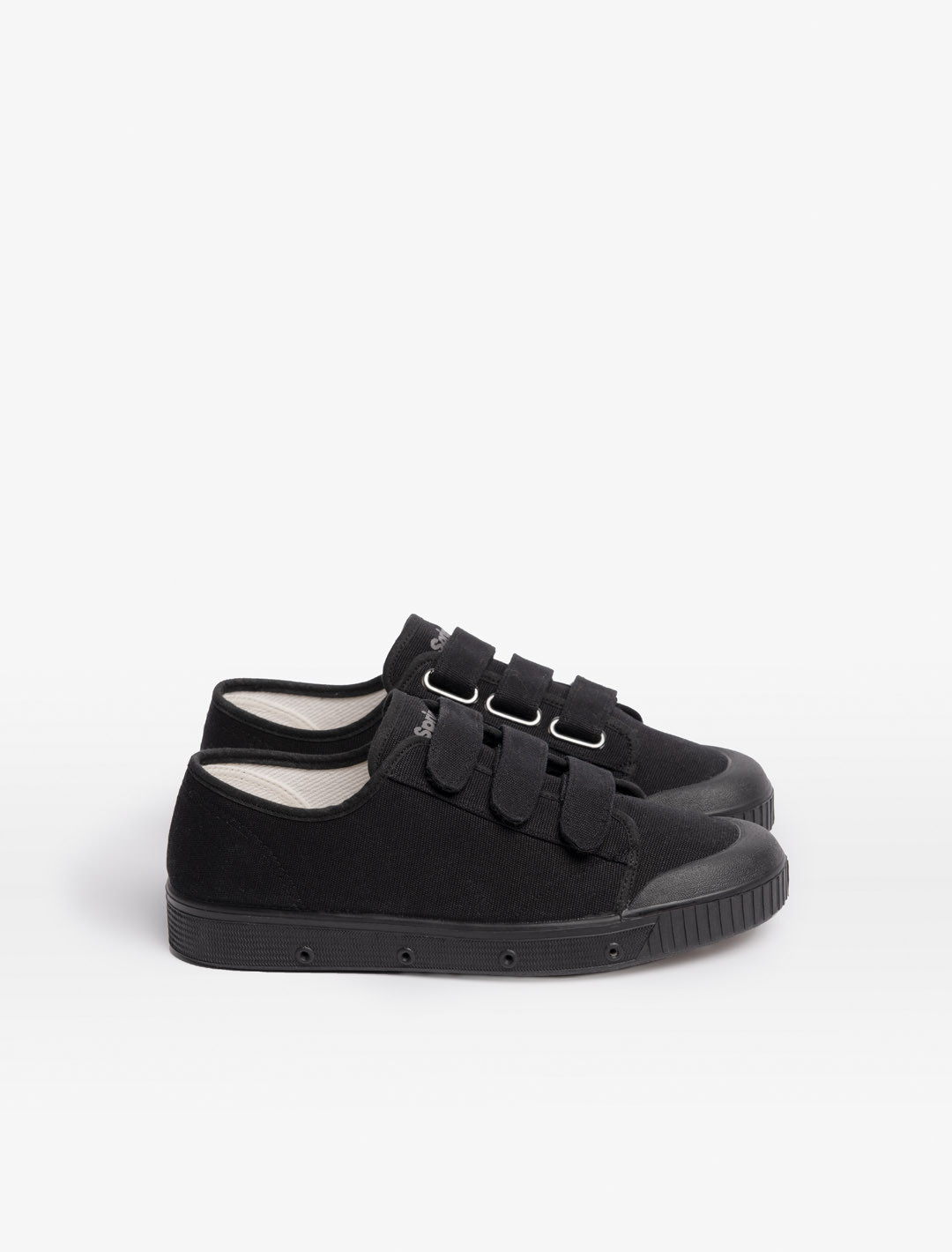 Basket Spring Court G2 à scratch en canvas noir - vue de côté