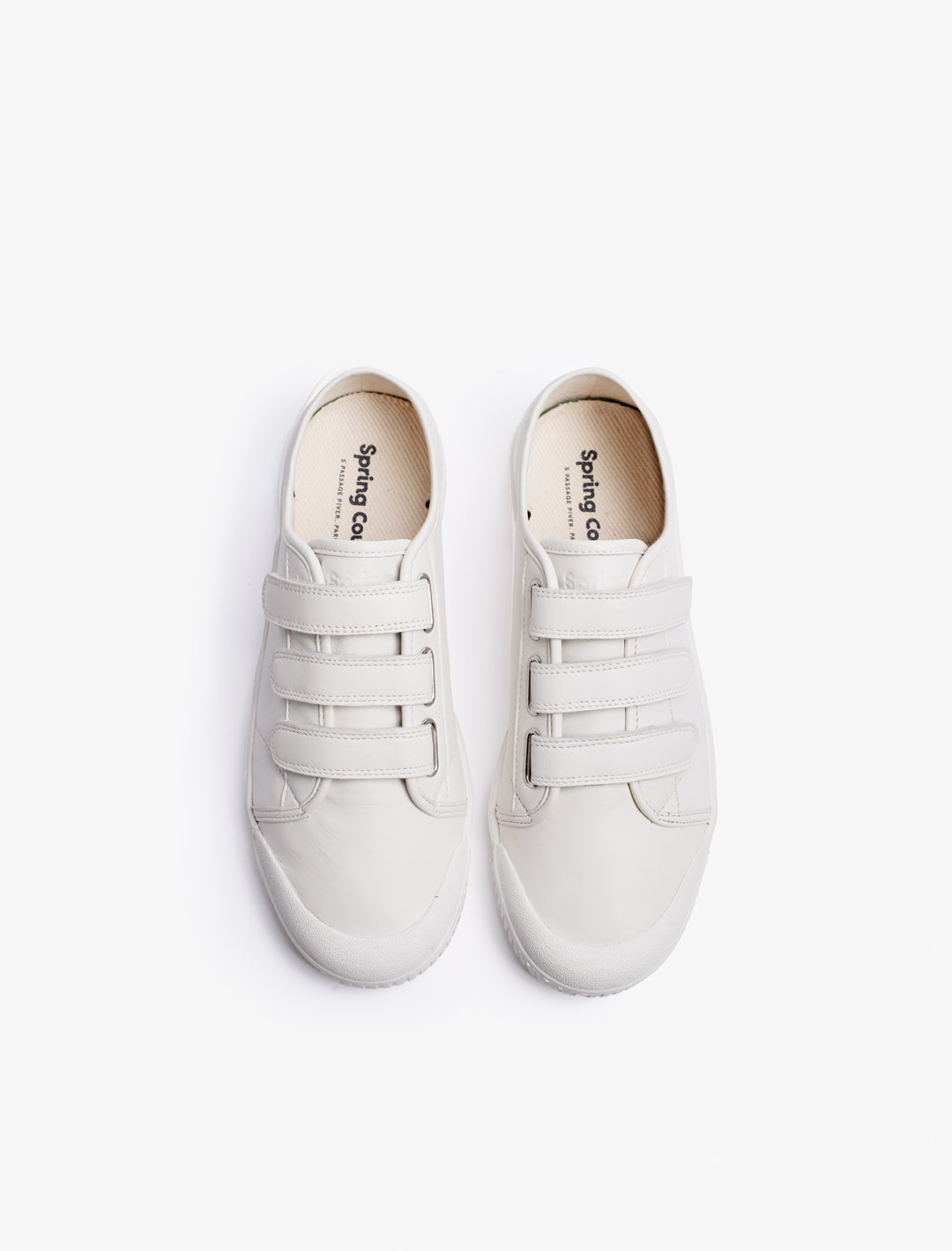 Basket Spring Court G2 scratch en cuir blanc - vue du dessus