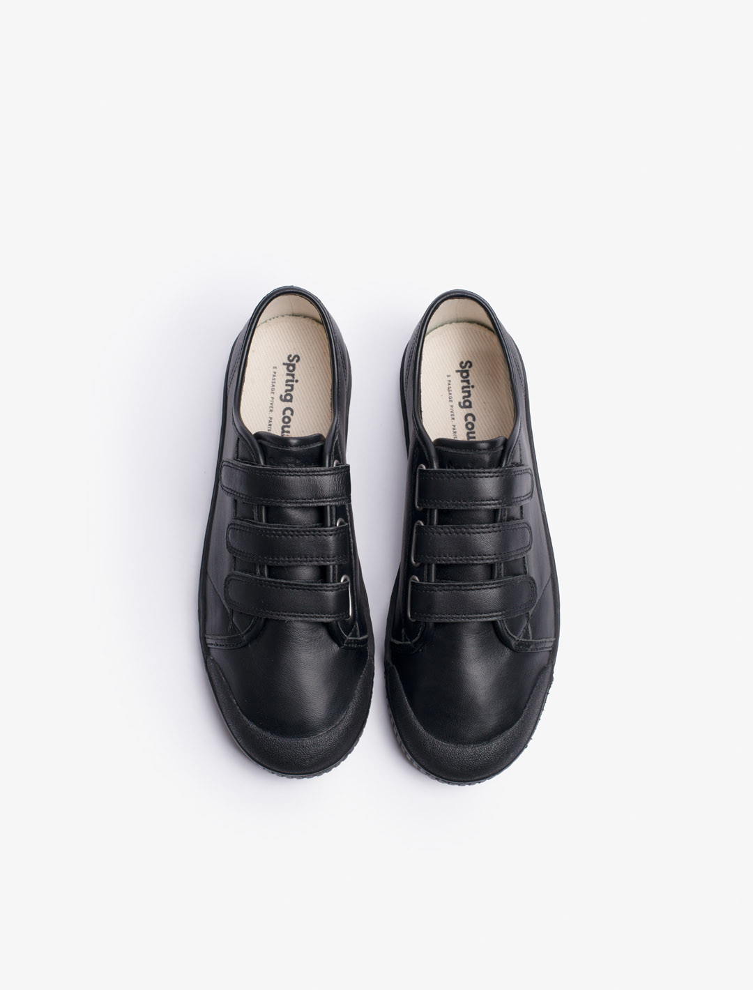 Basket Spring Court G2 scratch en cuir noir - vue du dessus