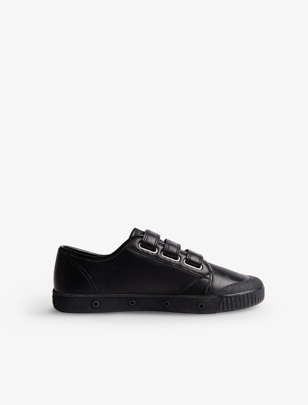 Spring Court M2 velcro leather basket in black- side view