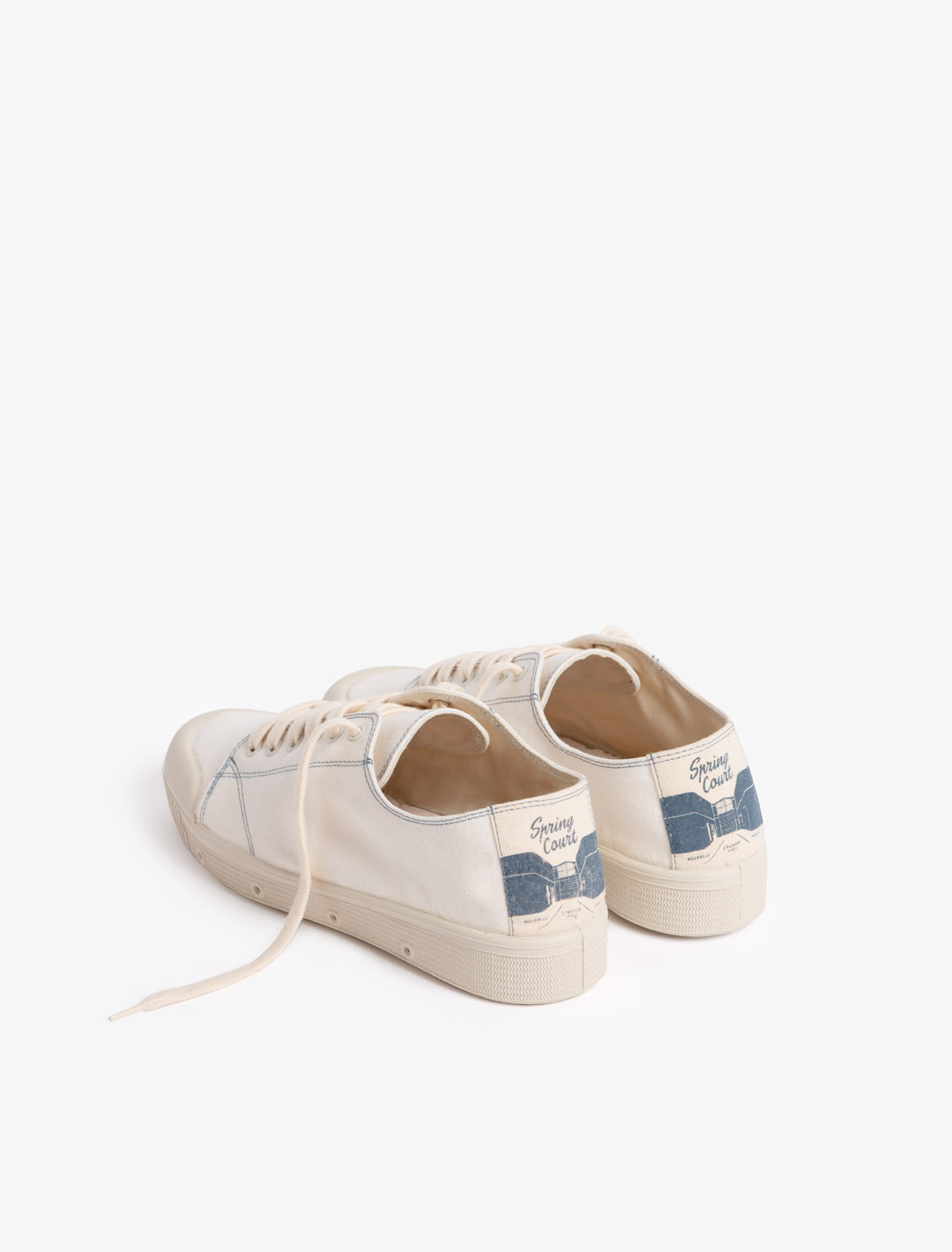 Spring Court G2 sneakers in ecru linen – three-quarter rear view