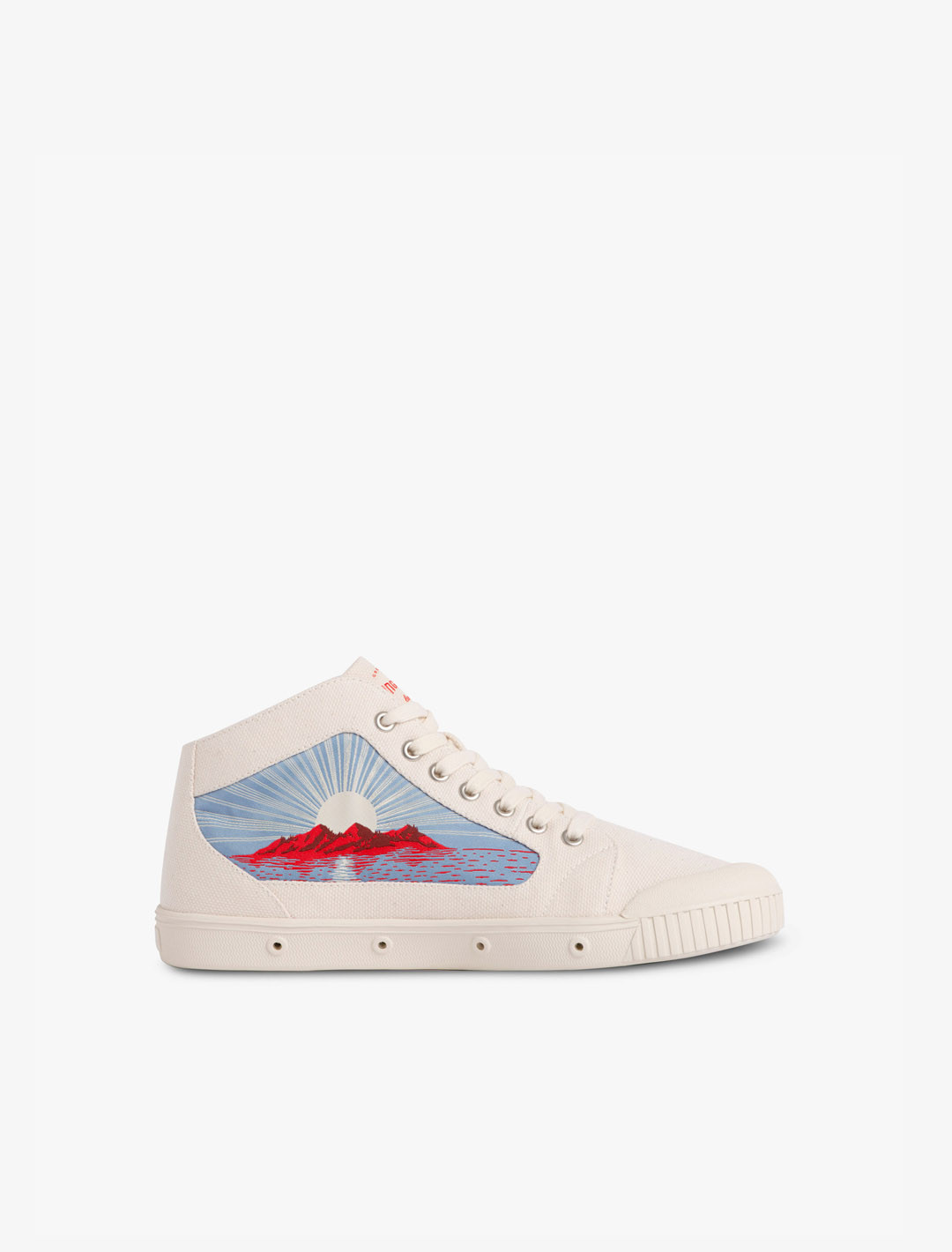 Spring Court Land M2 Sneakers in Ecru Cotton – Inner Side View