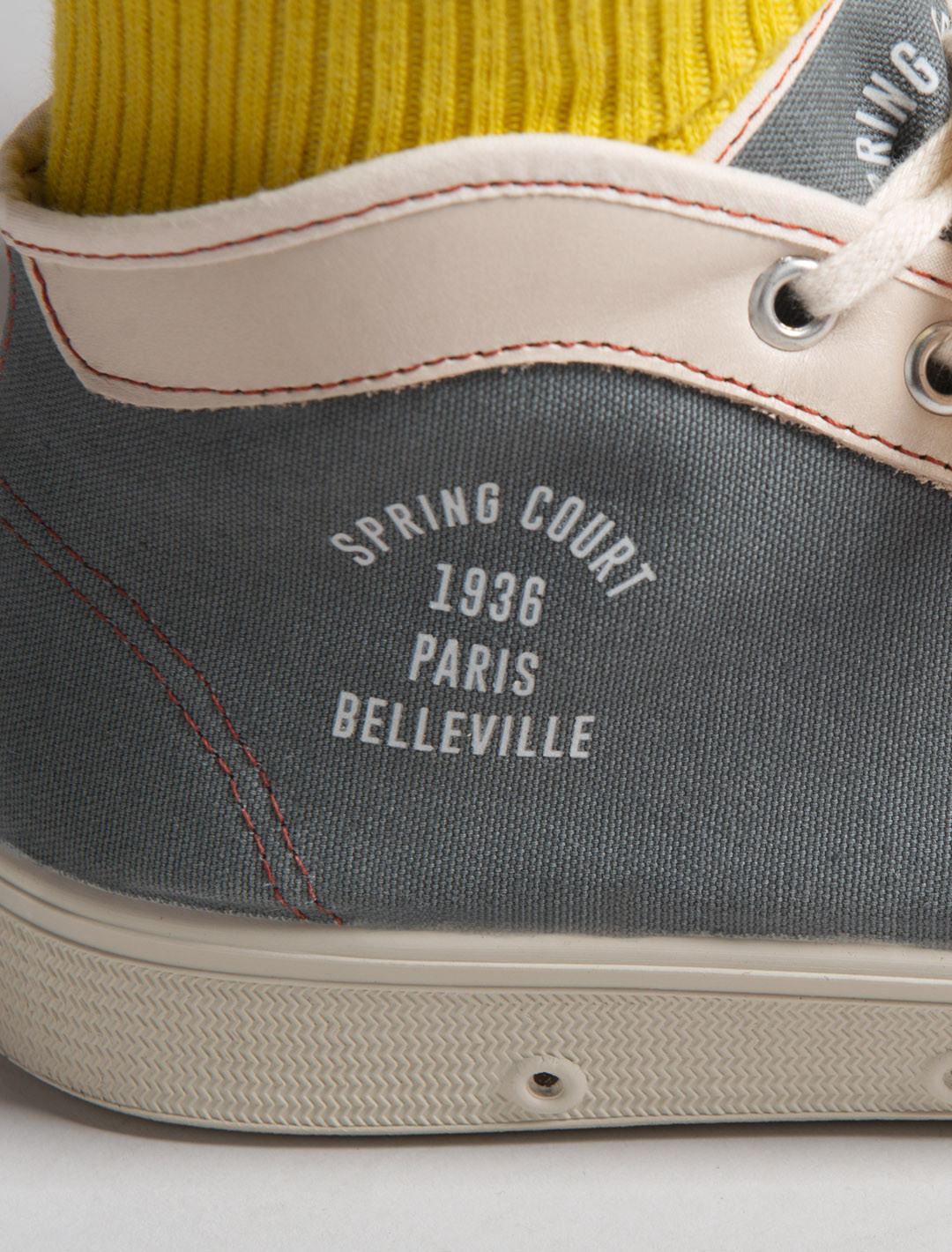 Spring Court T2 grey cotton trainers – close-up view