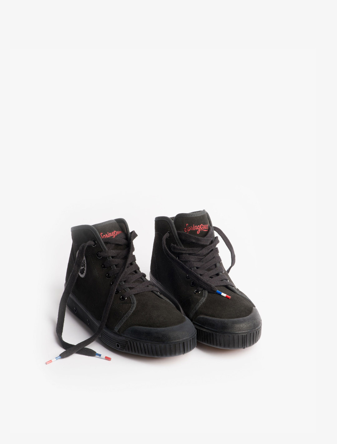 Spring Court B2 Black Suede Sneakers – Front View