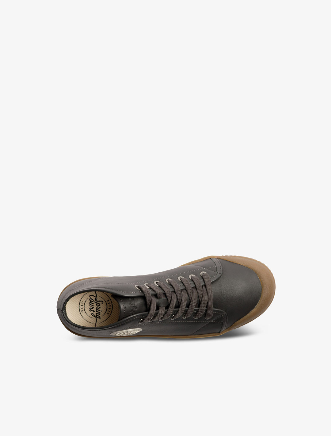 Spring Court B2 brown leather with gum sole sneakers – top view