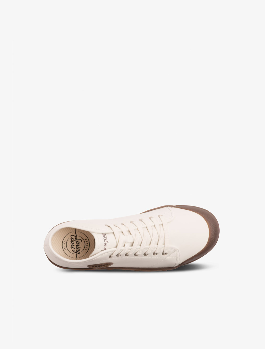 Spring Court B2 ecru leather with gum sole sneakers – top view