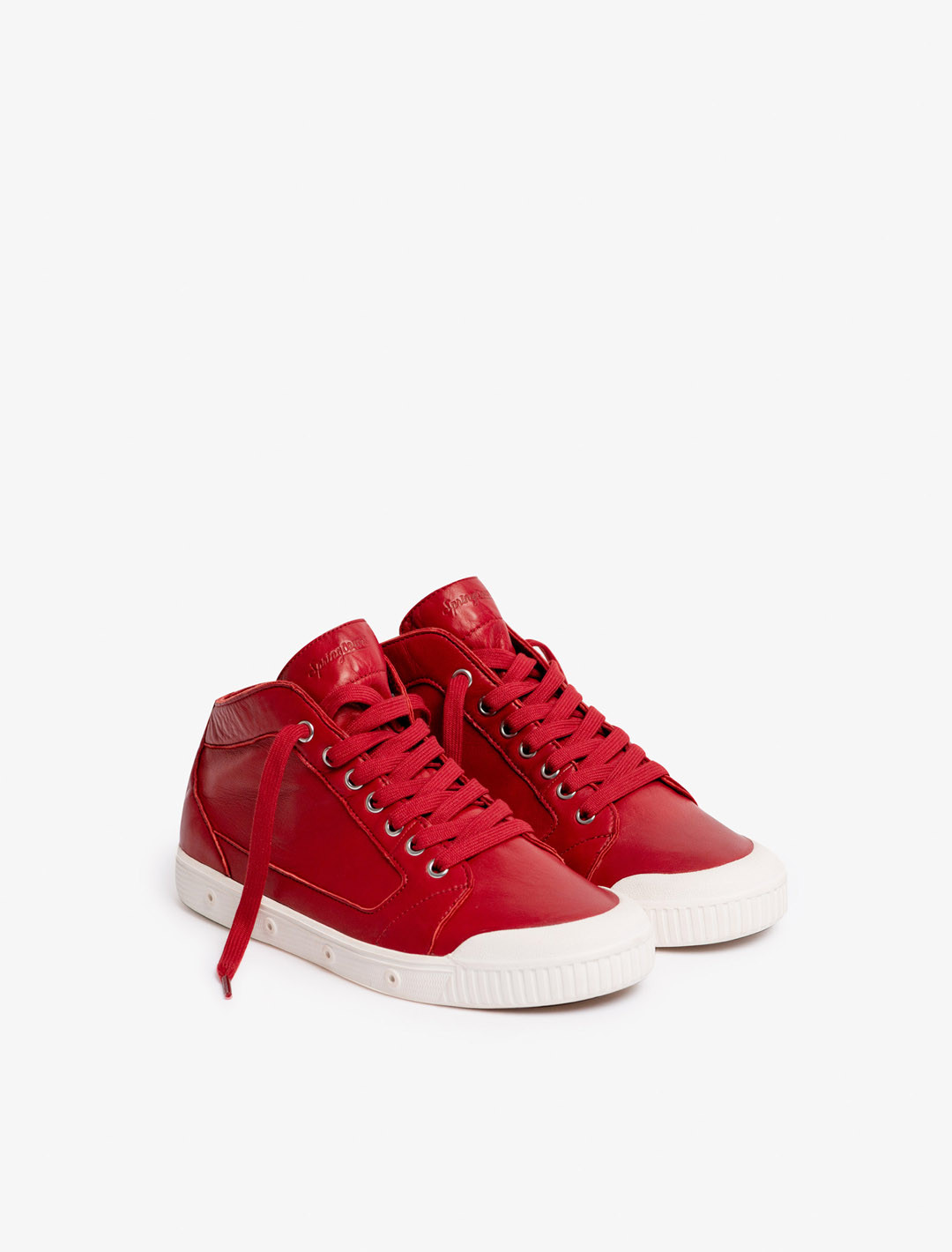 Basket Spring Court M2 en cuir rouge - vue de 3/4