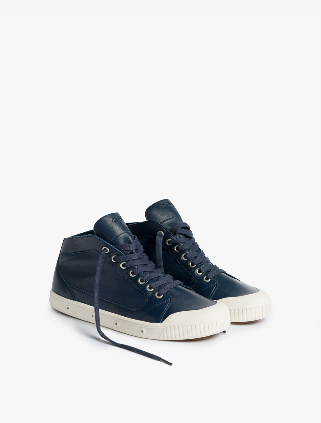 Basket Spring Court M2 en cuir bleu - vue de 3/4