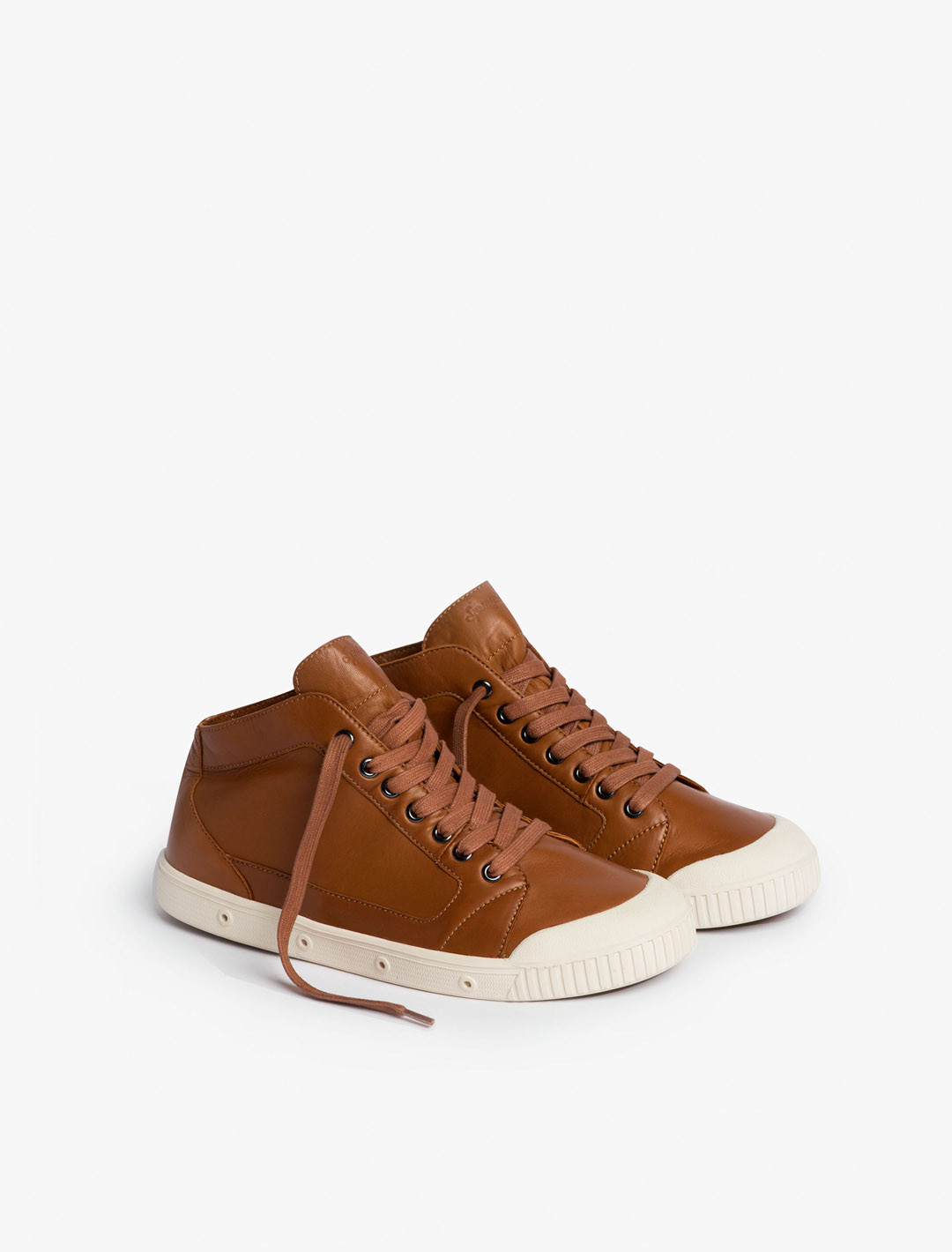 Spring Court M2 leather basket in brown - three-quarter view