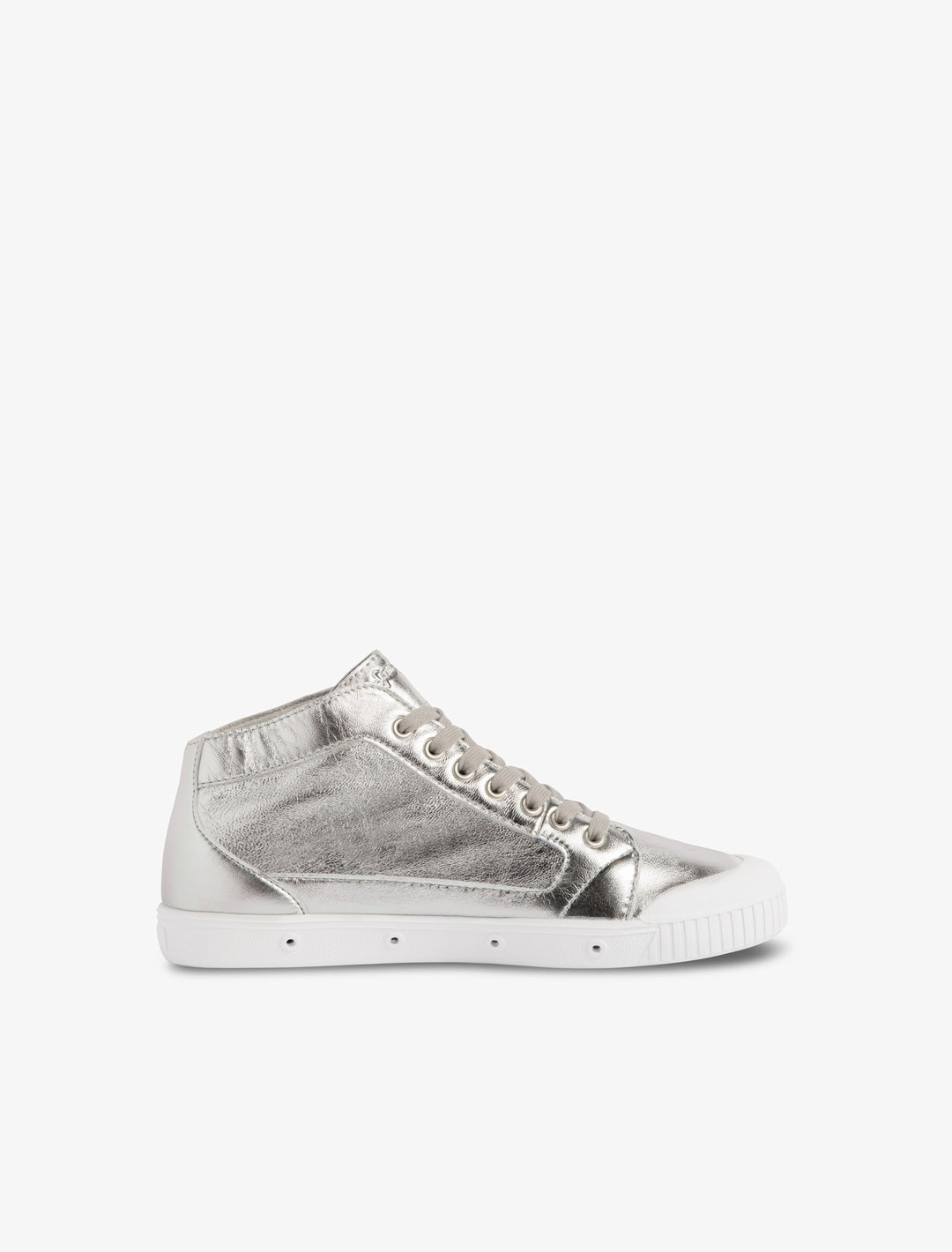 Spring Court M2 leather basket in silver  - side view