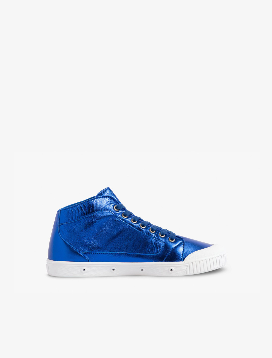 Spring Court M2 leather basket in silver blue - side view