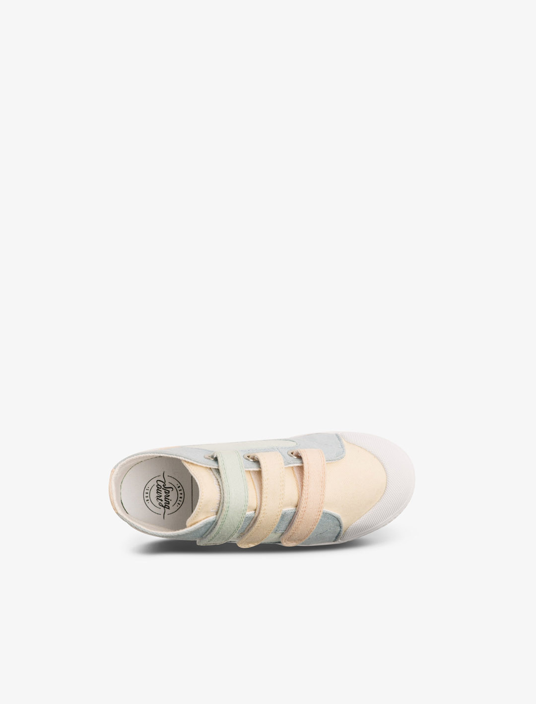 Spring Court M2 kids’ pastel cotton sneakers – top view