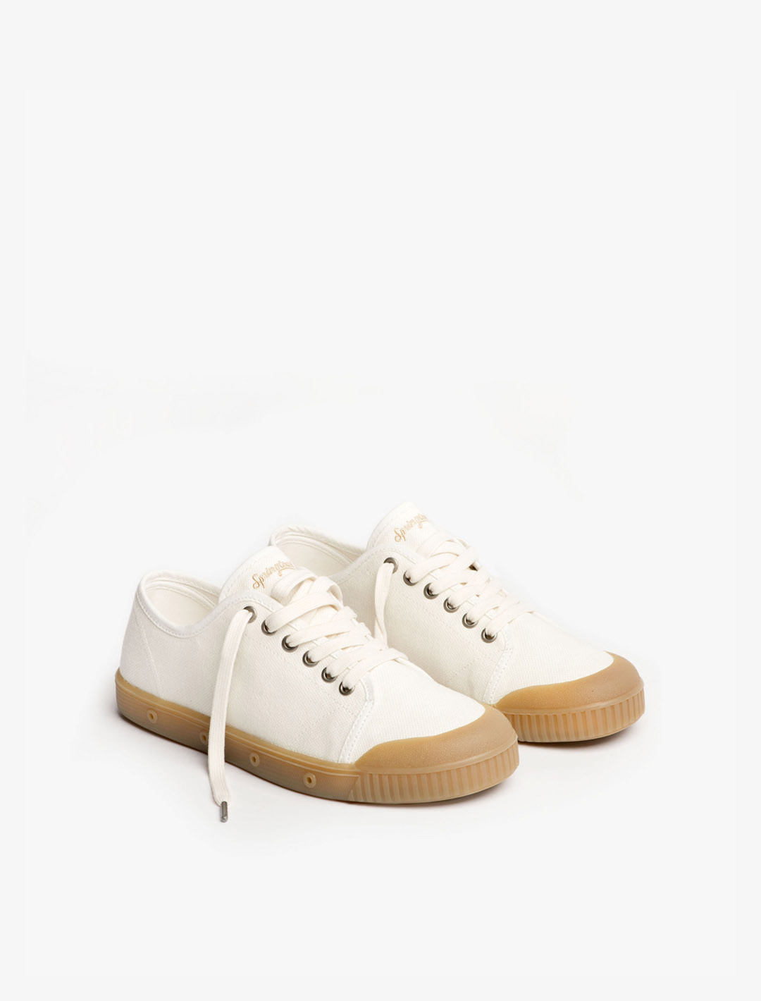 Spring Court G2 white cotton sneakers – three-quarter view