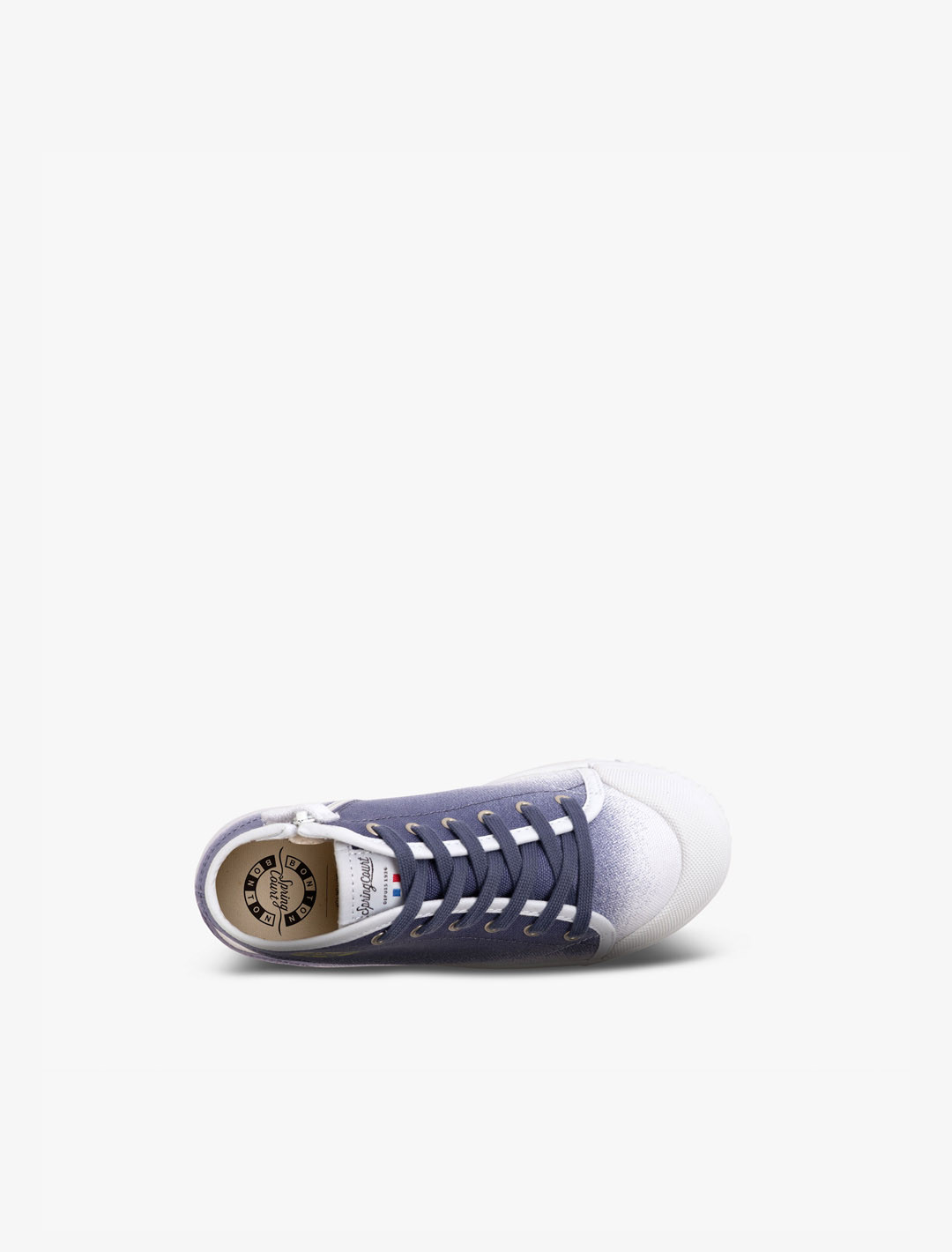 Spring Court B2 kids’ blue cotton sneakers – top view