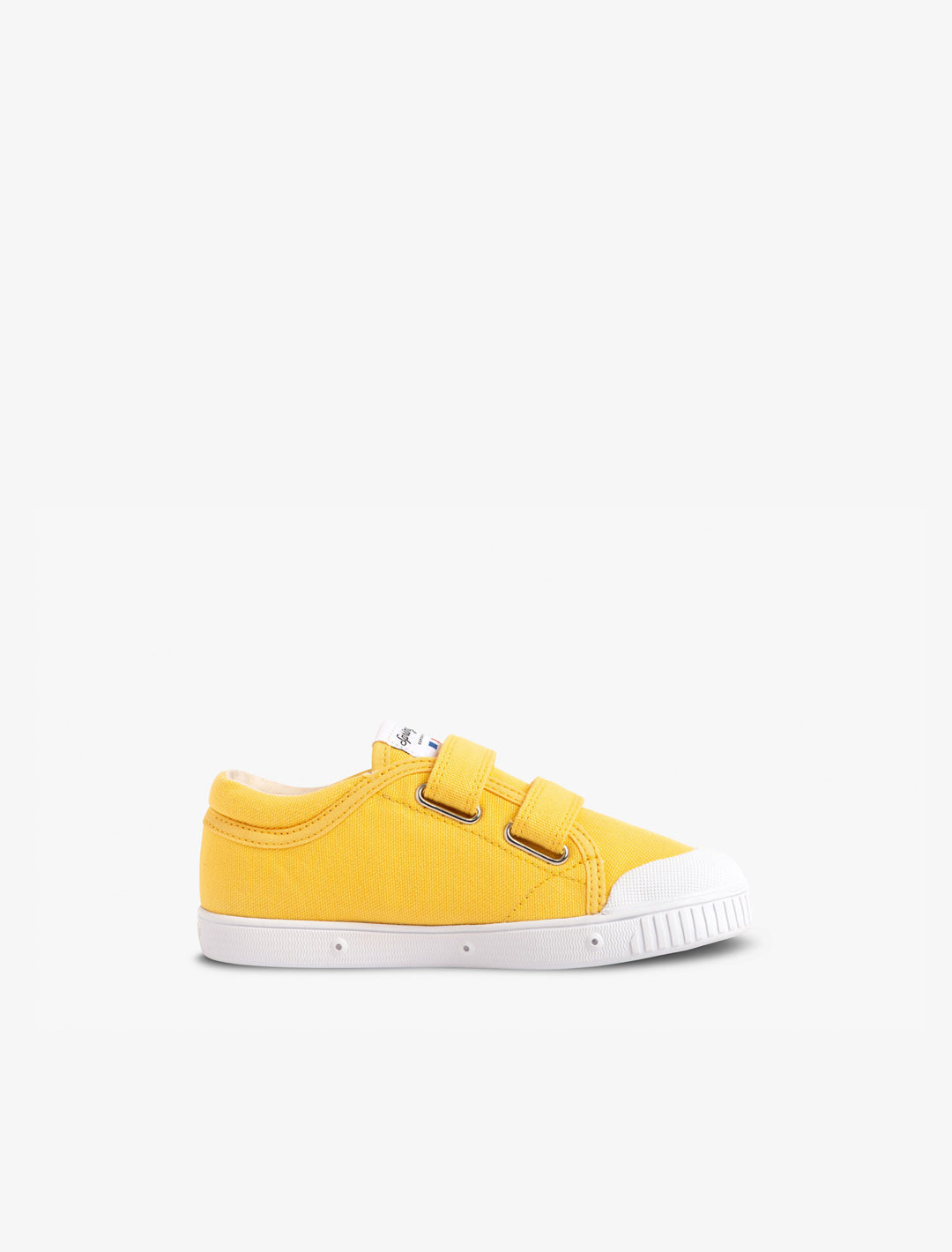 Spring Court G2 children’s shoes in yellow cotton with Velcro – inner side view