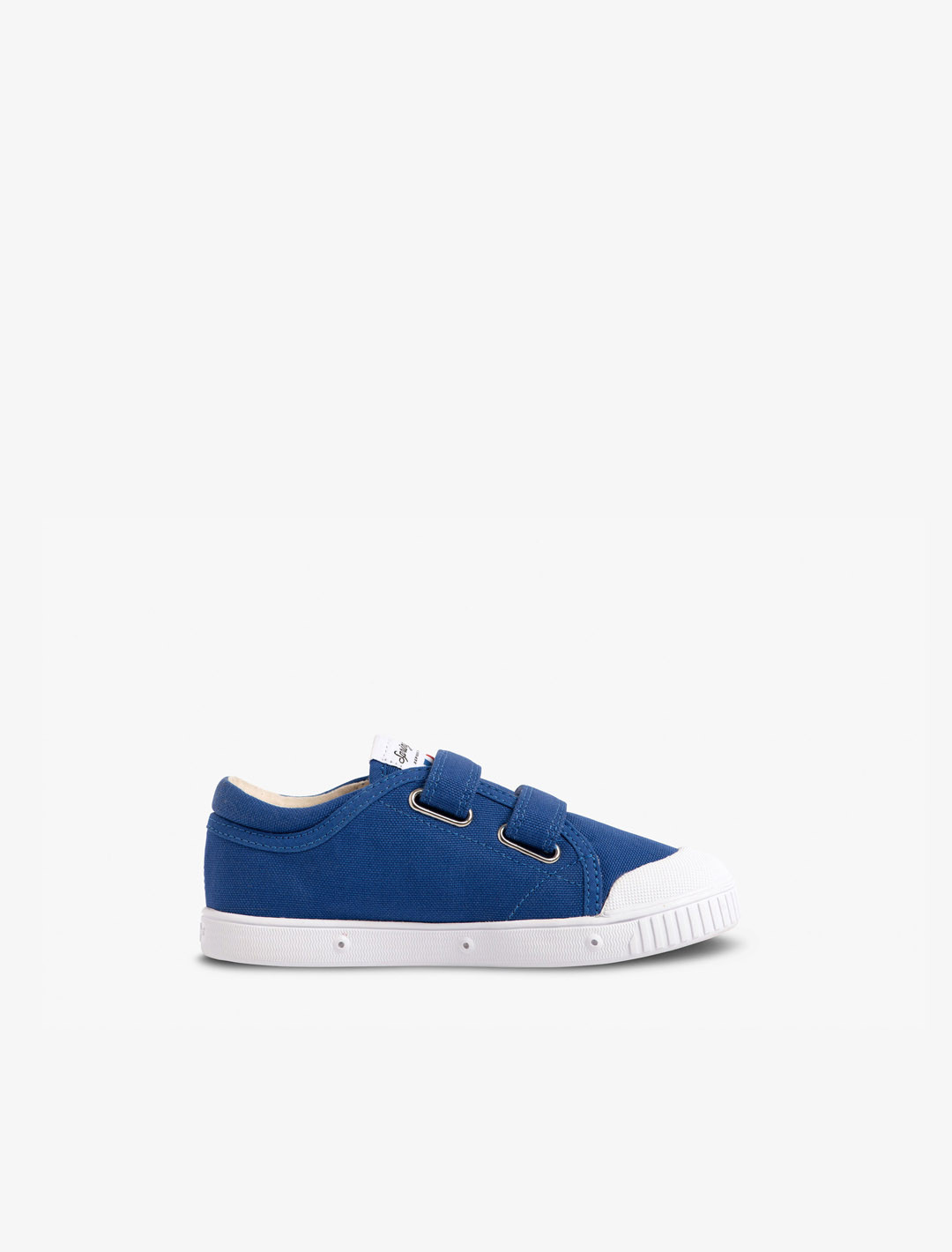 Spring Court G2 children’s shoes in blue cotton with Velcro – inner side view