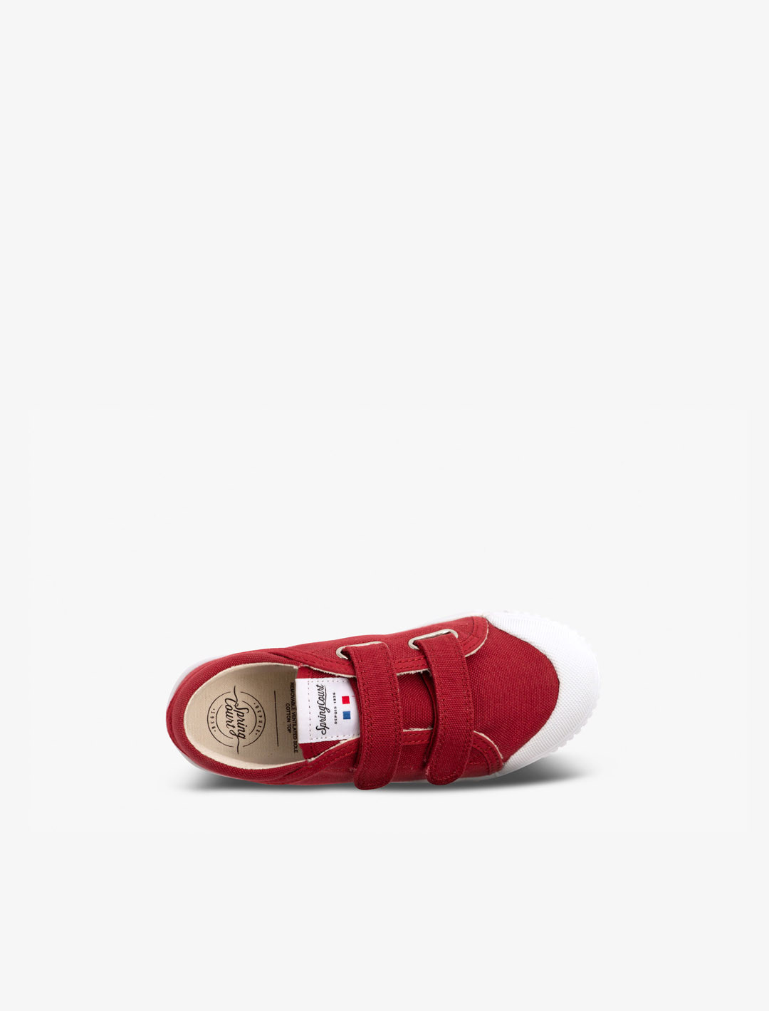 Spring Court G2 children’s shoes in red cotton with Velcro – top view